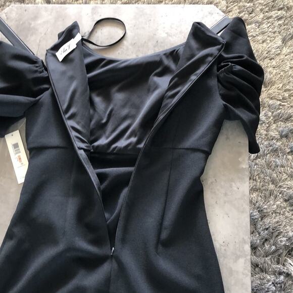 Eliza J Cold Shoulder Ruffle Sheath Dress - Black - SZ 2 - Picture 7 of 7